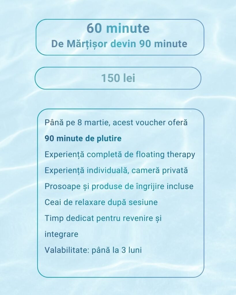 Flowterra cadou martisor floating therapy plutire wellness experienta float timisoara